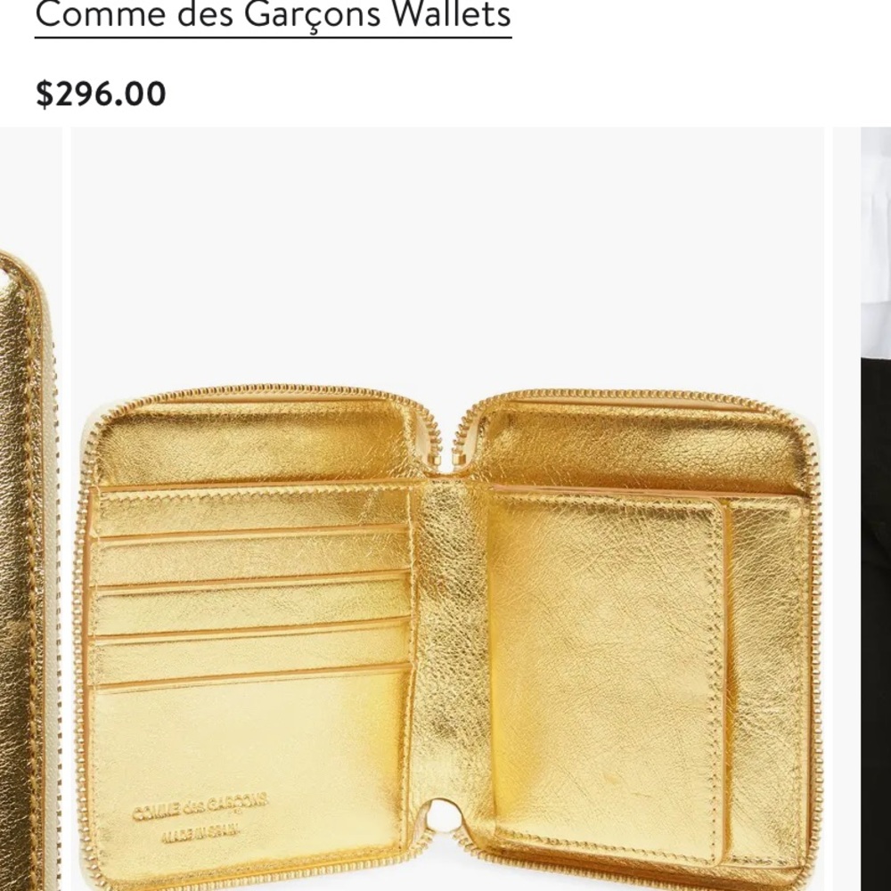 Comme des Garçons Metallic Gold Zip Arounf Wallet (new w/box) NEW w/ Box